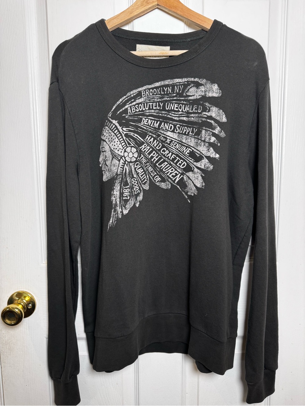 Ralph Lauren Denim & Supply Rare Archive Graphic Crewneck Sweatshirt Large 2010s